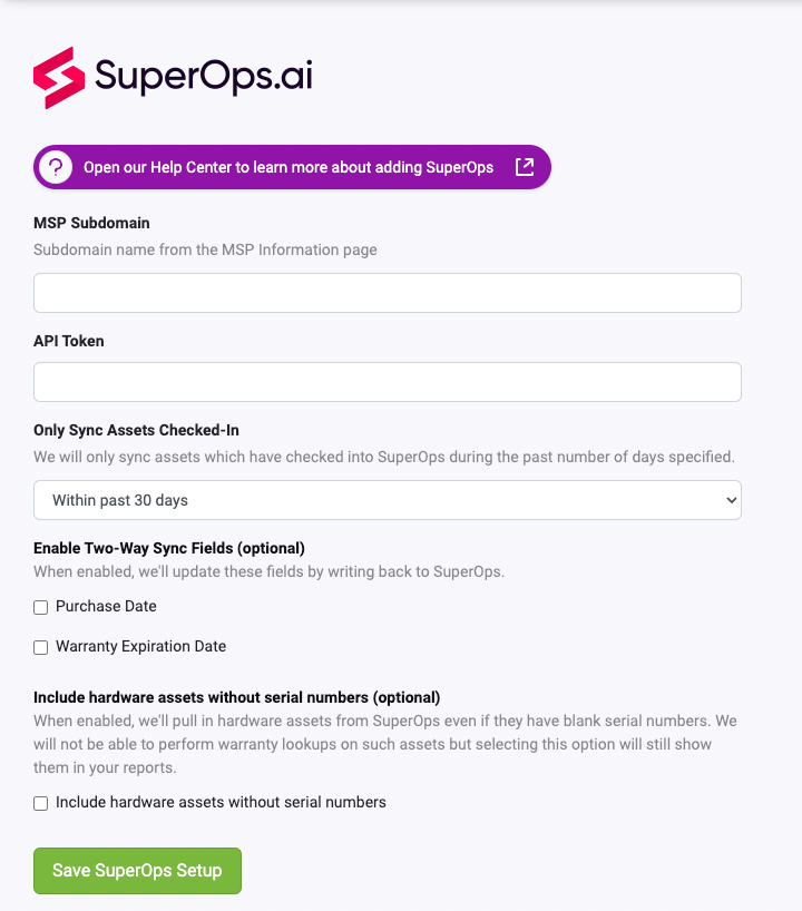 SuperOps.ai integration instructions – Lifecycle Manager