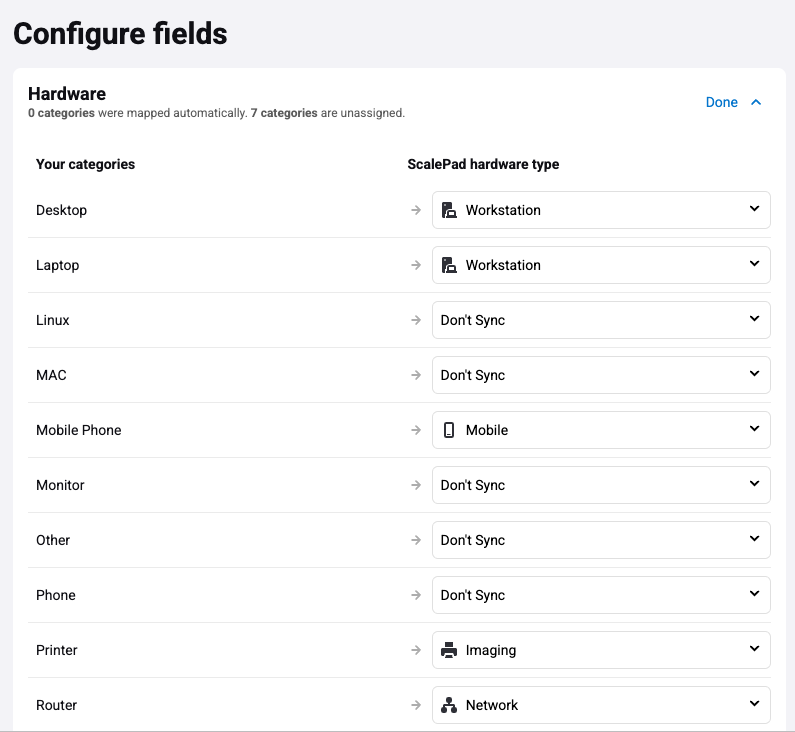 Kaseya BMS Sync Setting configure hardware fields.png